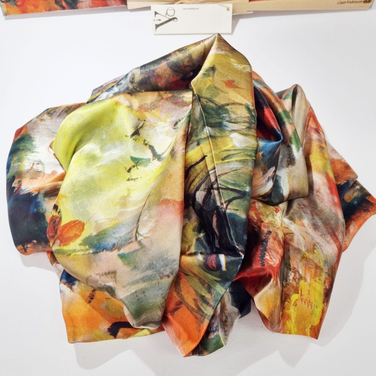 set-abanico-foulard-seda-terra-nuvols-de-regals