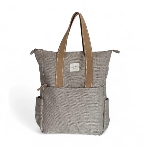 Mochila Bolso Sydney De La Mur beige tapicería diseño 2 en 1