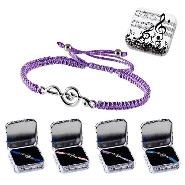 Pulsera Música Macramé con Clave de Sol