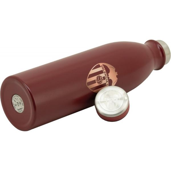 Detalle Botella térmica Valencia CF 500 ml edición Torino marrón con escudo dorado