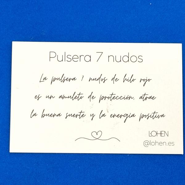 tarjeta de pulsera roja de protección. 7 nudos