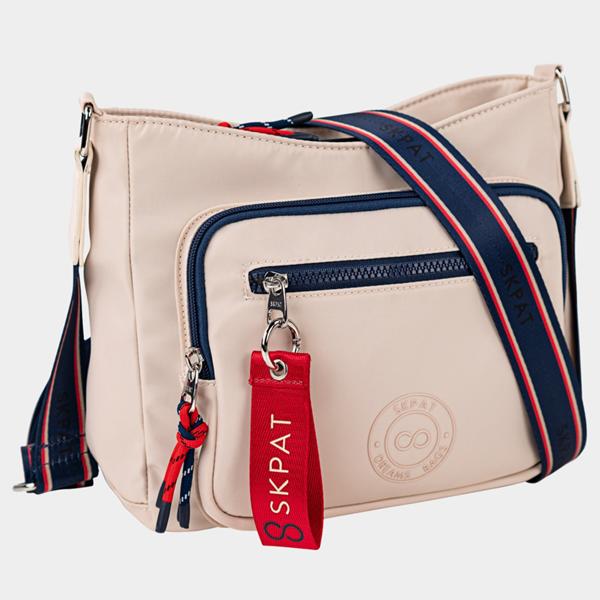 Bolso tipo bandolera Moselle de SKPT. Color beige