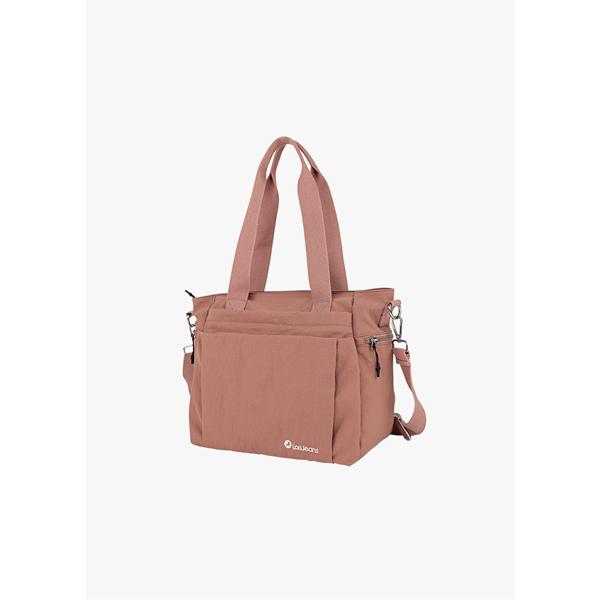 Bolso universitario Sophie de Lois color maquillaje con asas de hombro y bolsillos frontales