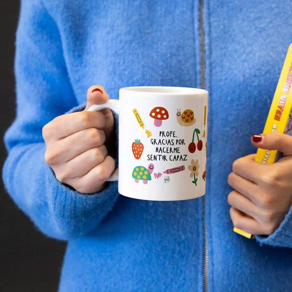 Taza para profe con mensaje gracias por hacerme sentir capaz
