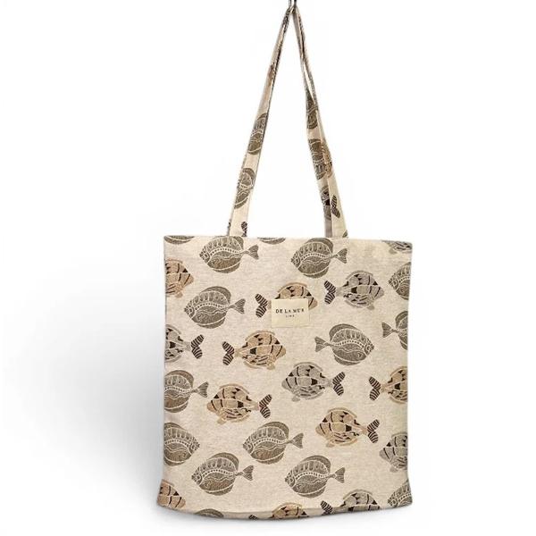 Bolsa Pequeña Taba De La Mur con estampado floral y asas para el hombro.