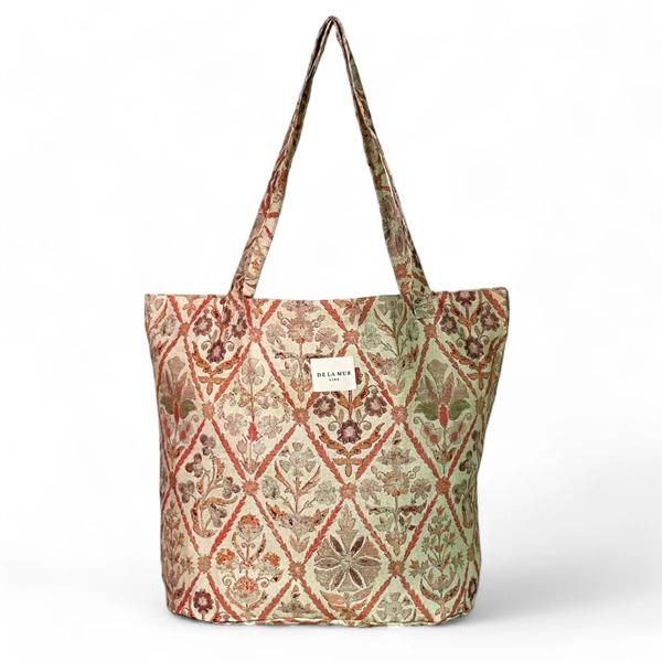 Bolsa Grande Irma De La Mur con estampado floral y asas largas para el hombro.