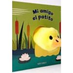 Portada del libro Mi amigo el patito de Agnese Baruzzi con marioneta de dedo.