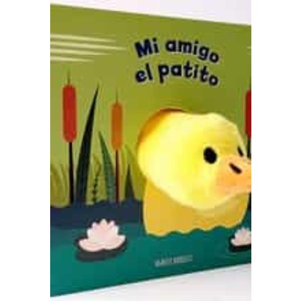Portada del libro Mi amigo el patito de Agnese Baruzzi con marioneta de dedo.