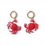 Pendientes aro cangrejo rojo de acero esmaltado