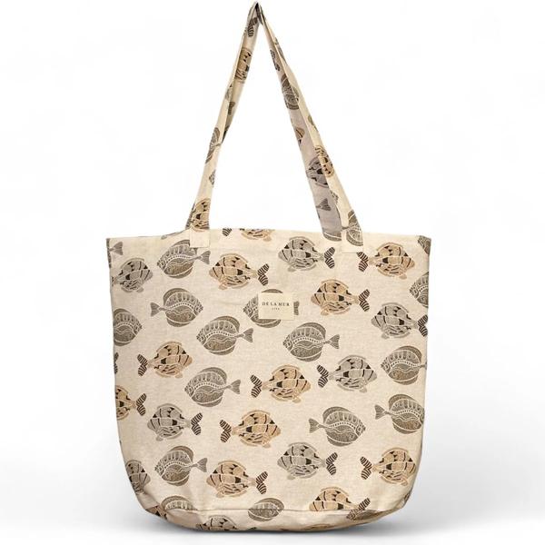 Bolsa Grande Taba De La Mur con estampado floral y asas largas para el hombro.