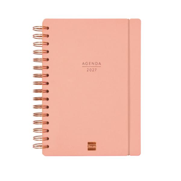 Agenda Haiku Coral 16 Meses 2026-2027 Finocam con tapa dura y espiral doble.