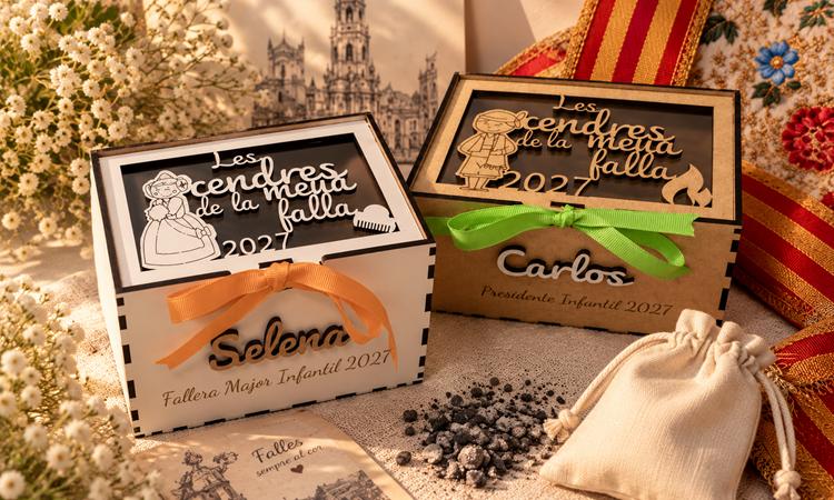 Caja para guardar las cenizas de una falla artesanal personalizada