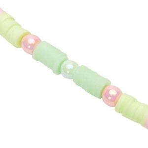 Pulsera infantil Heishi verde y rosa