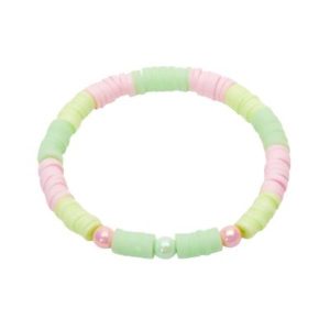 Pulsera infantil Heishi verde y rosa