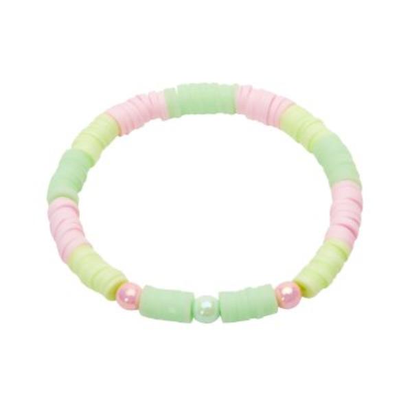 Pulsera infantil Heishi verde y rosa