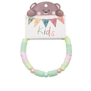 Pulsera infantil Heishi verde y rosa