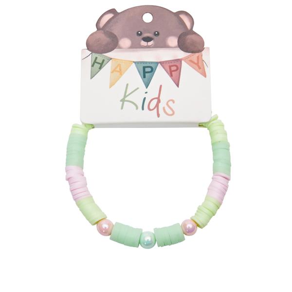Pulsera infantil Heishi verde y rosa