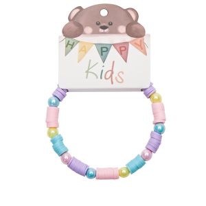 Pulsera infantil Heishi verde y rosa