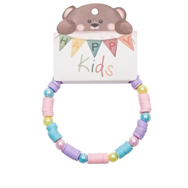 Pulsera infantil Heishi verde y rosa